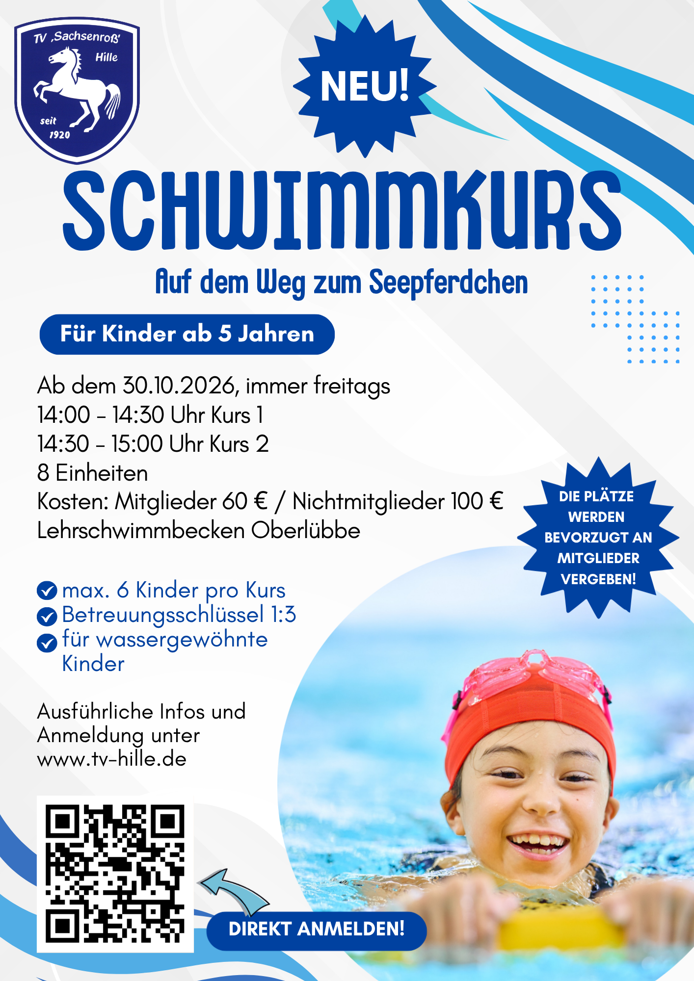 Neu bei uns: Schwimmkurse für Kinder
